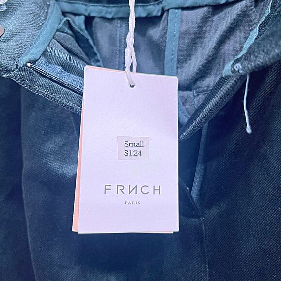 FRNCH PARIS Velvet Pleated Trousers Green Elastic Waist Work Career Womens Small - Picture 7 of 8